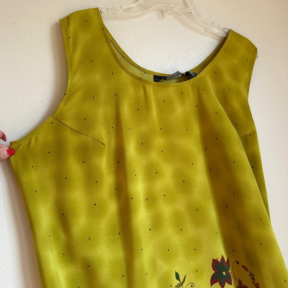 3/$20 💥 Mlle Gabriel Vintage Maxi Dress Chartreuse Floral Print w/ Cinched Waist - Picture 6 of 17